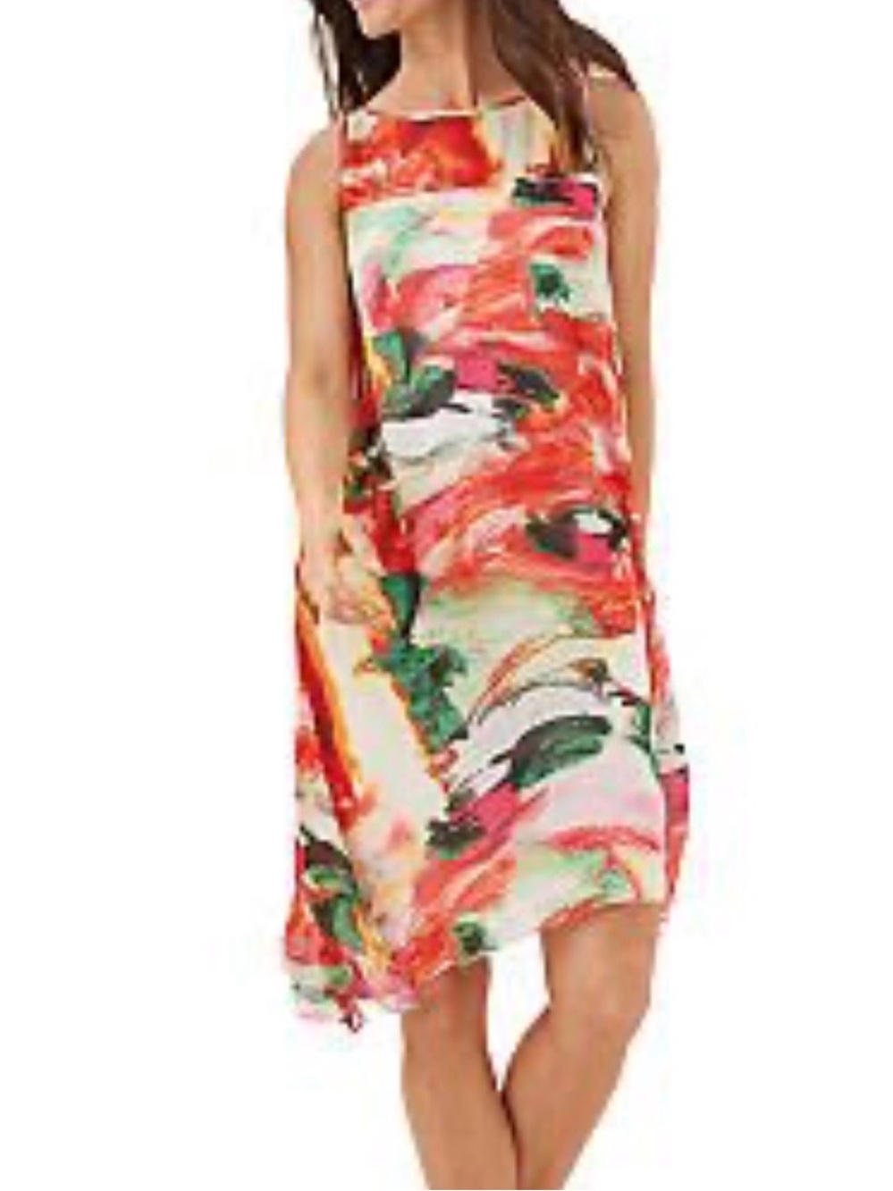 Signature by Robbie Bee chiffon abstract floral dress